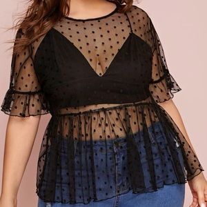 Dot Mesh Sheer Blouse